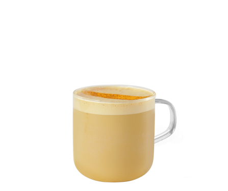 Golden Turmeric Latte Kaffee im transparenten Becher