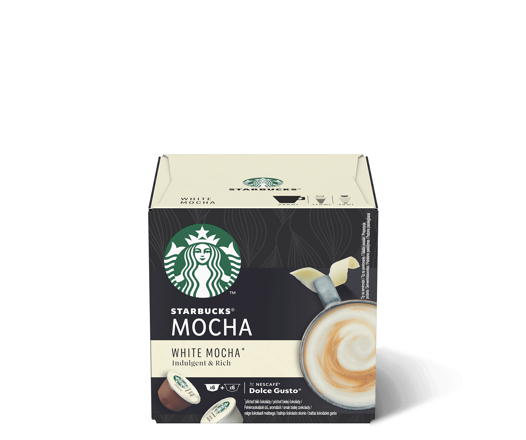 „Starbucks® White Mocha“ iš „Nescafé Dolce Gusto®“ dėžutėje supakuotomis kapsulėmis 