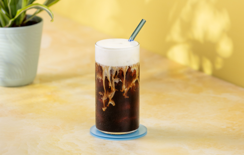 Vanilla Iced Coffee with Cake Batter Foam 