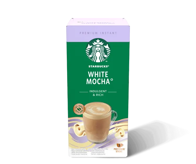 Eine Packung Premium Instant White Mocha von Starbucks