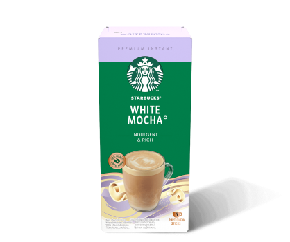 Eine Packung Premium Instant White Mocha von Starbucks