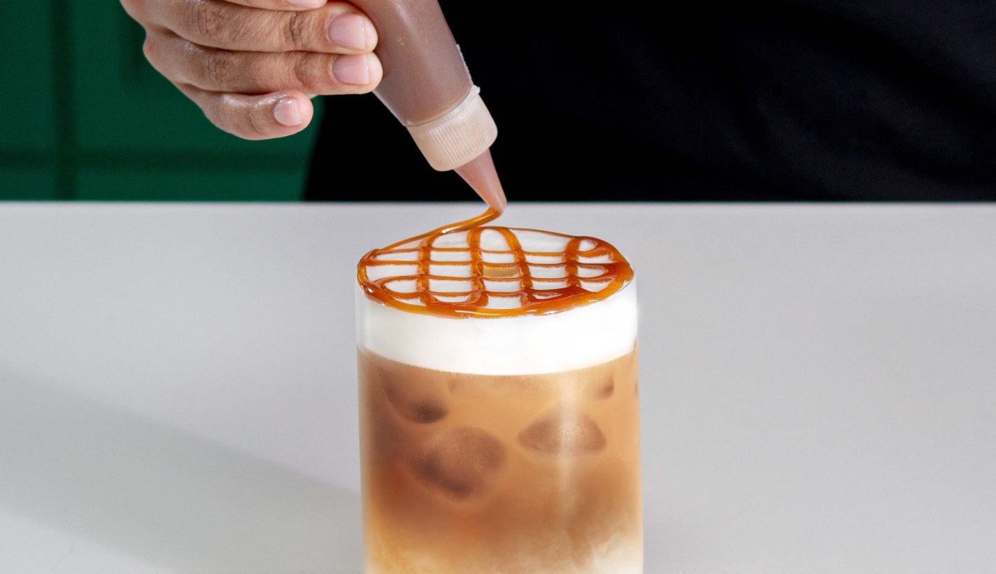Coffee toped with caramel