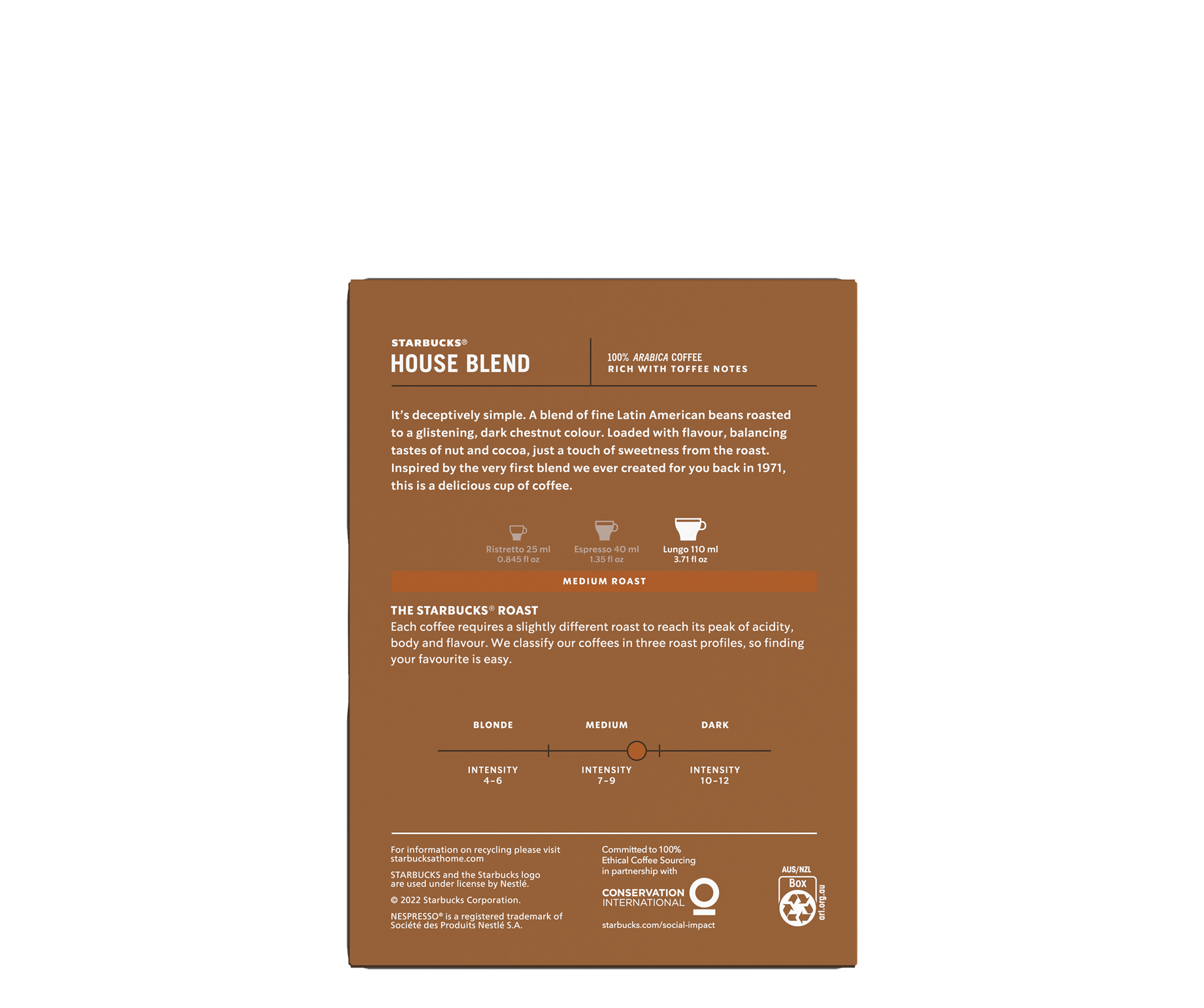 Starbucks® House Blend Lungo by Nespresso® - 36 Capsules - takanäkymä