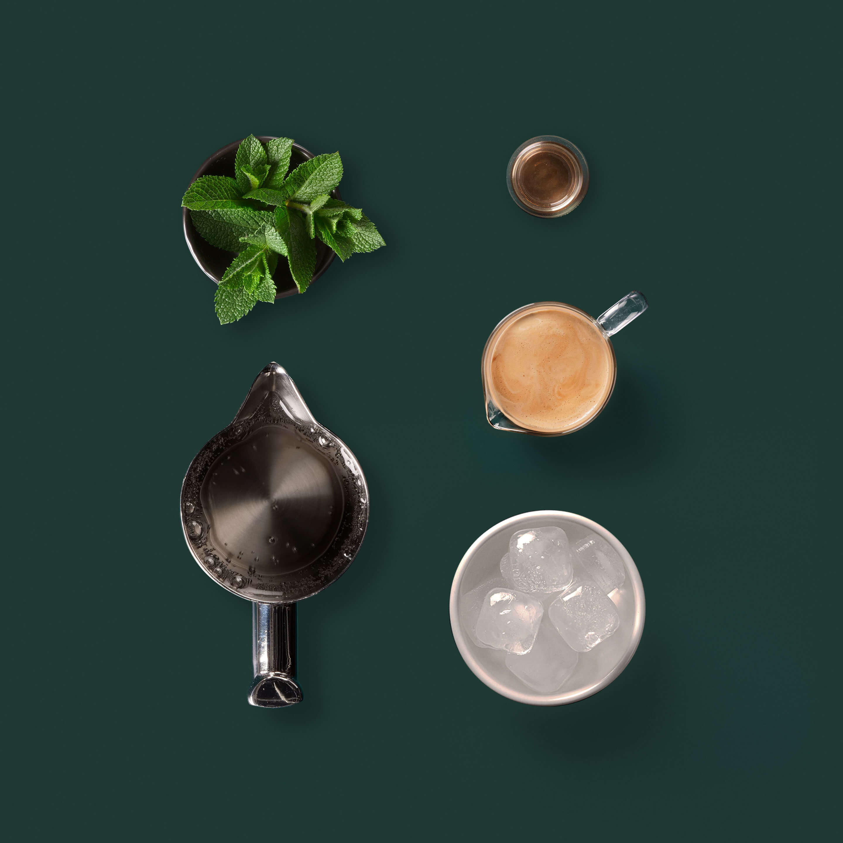 Starbucks kava recept s Dolce Gusto kapsulama Sparkling espresso with mint Flatlay