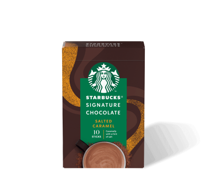 Starbucks<sup>®</sup> Signature Chocolate Salted Caramel, čokoladni prah za vruću čokoladu, kutija s 10 vrećica x 22g