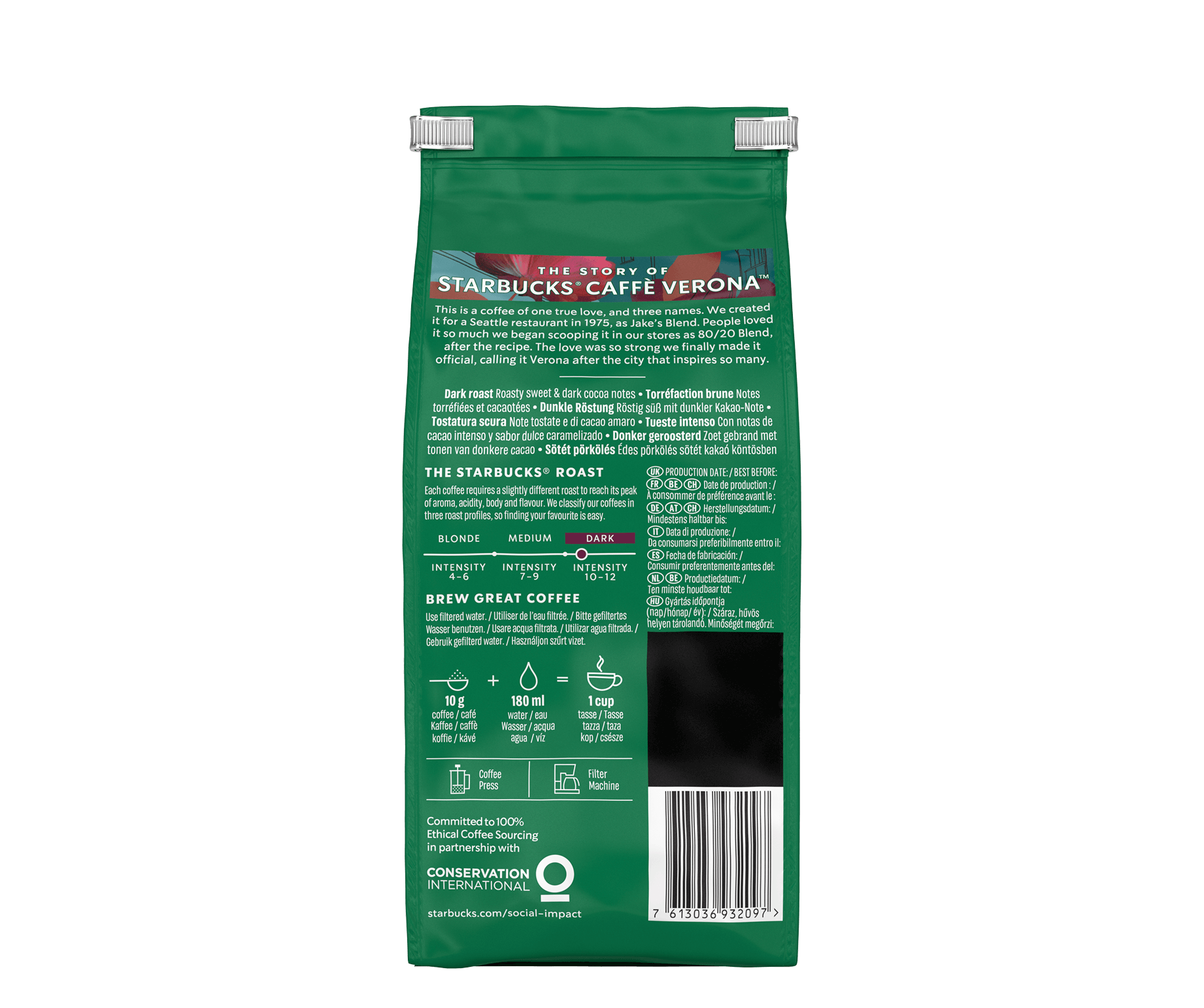 Starbucks® Caffè Verona™ Whole Bean Coffee - back view