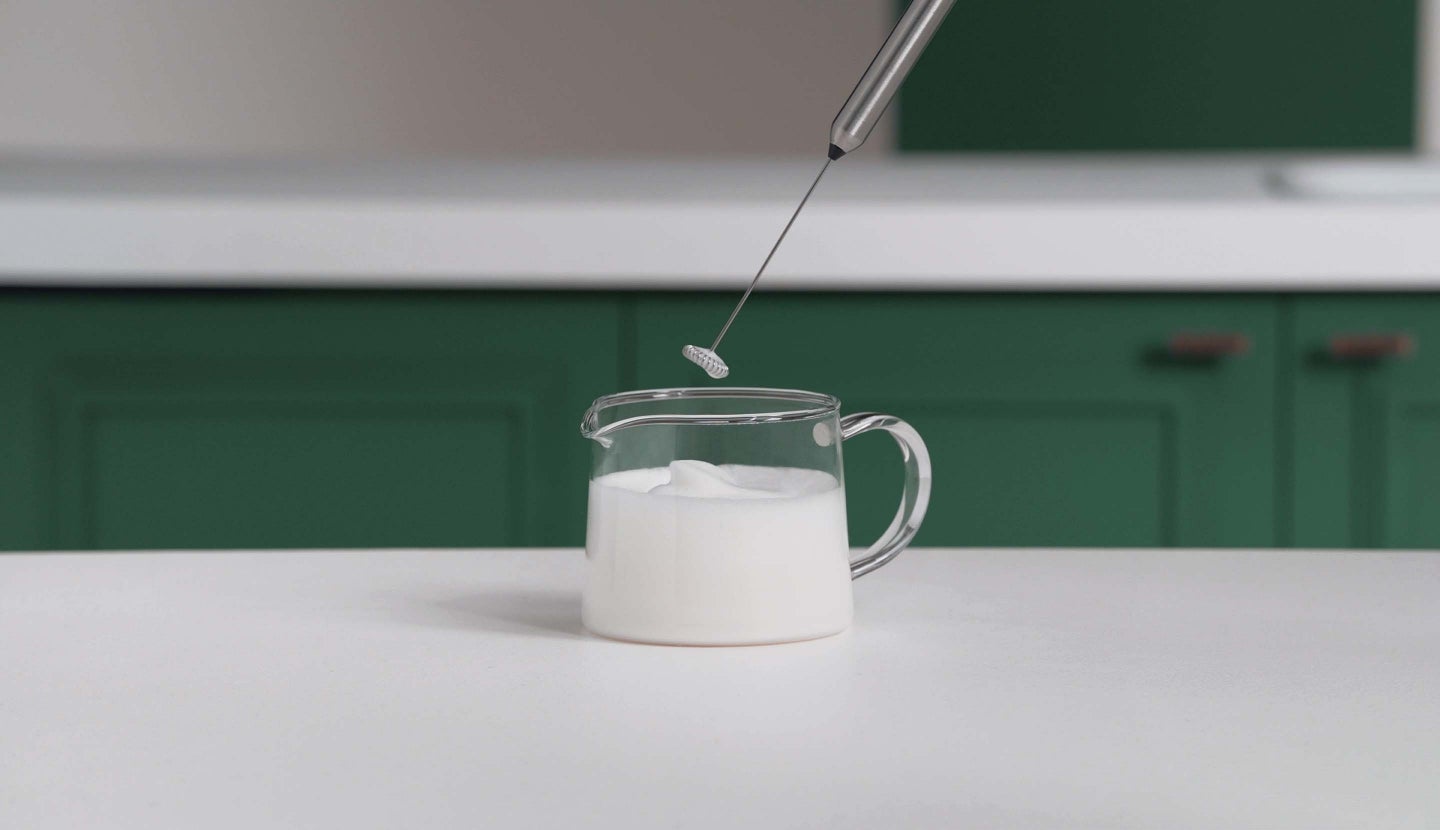 Froth milk with whisk