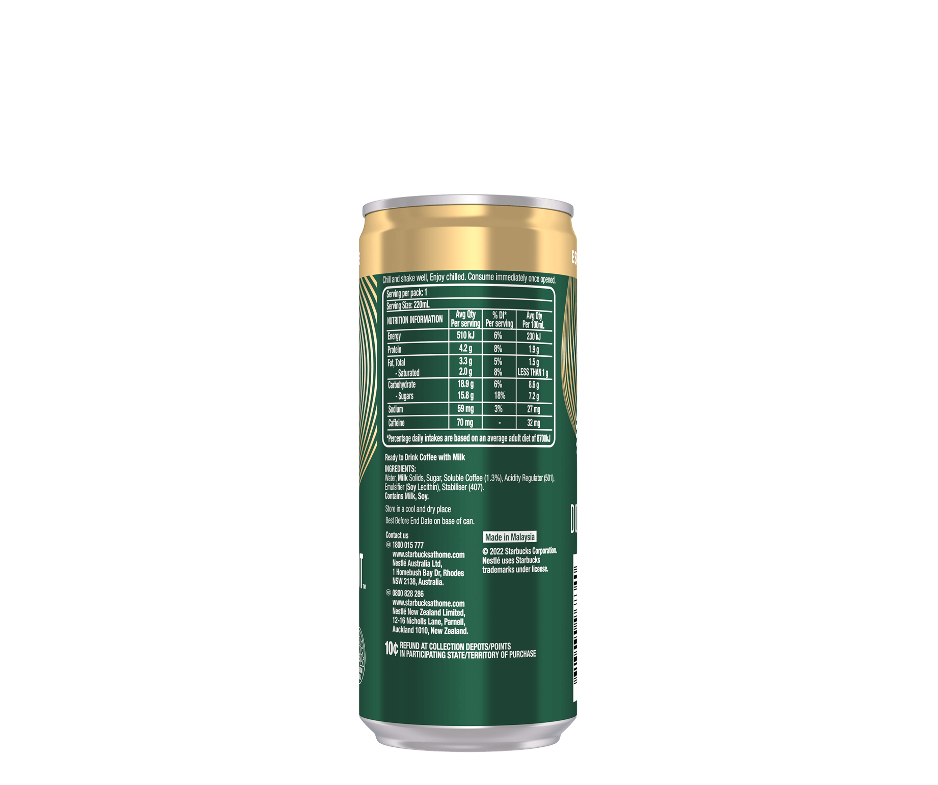 Starbucks® Doubleshot™️ Espresso Latte  - back view