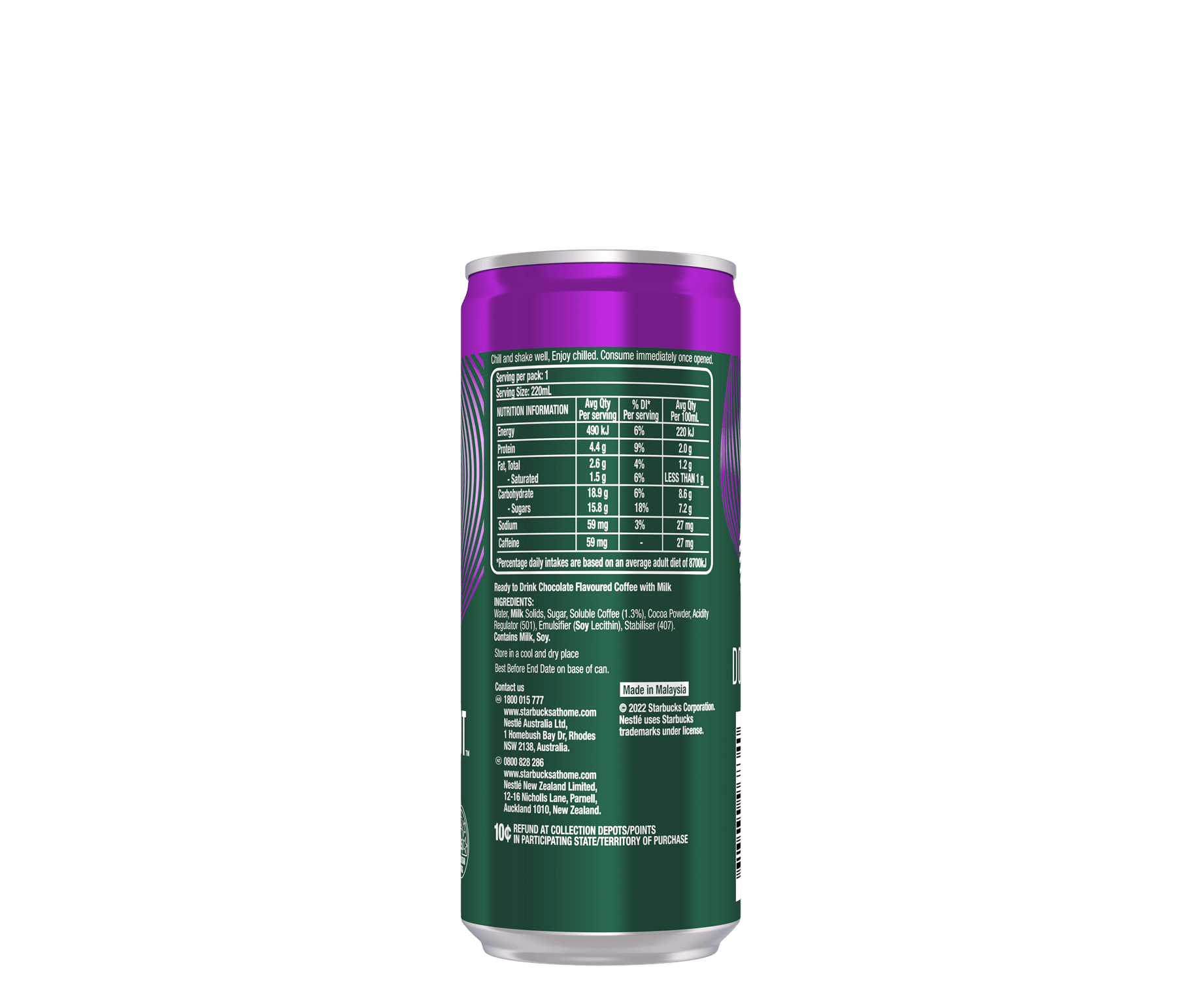 Starbucks® Doubleshot™️ Mocha - back view