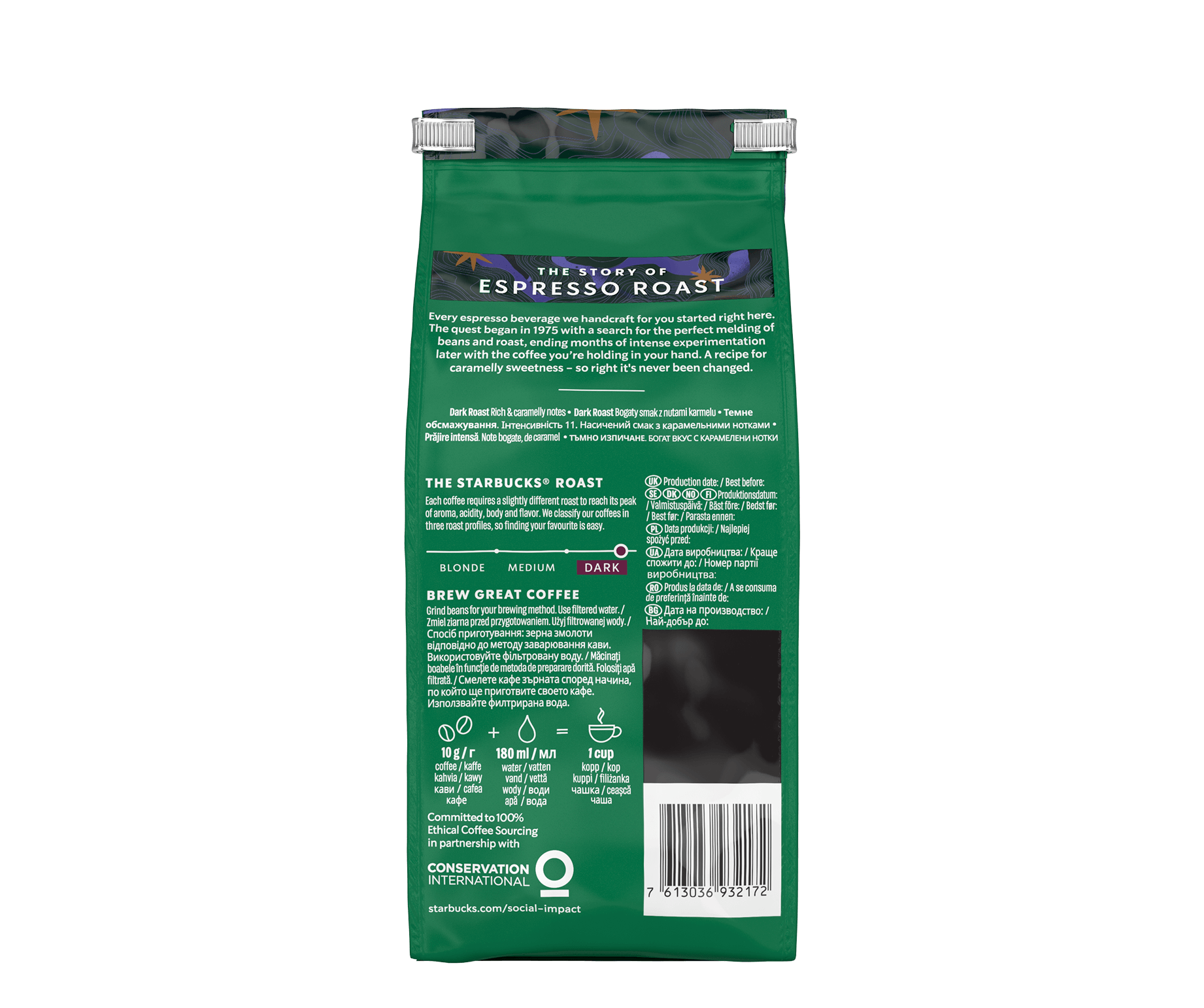 Starbucks® Espresso Roast kawa ziarnista - widok z tyłu