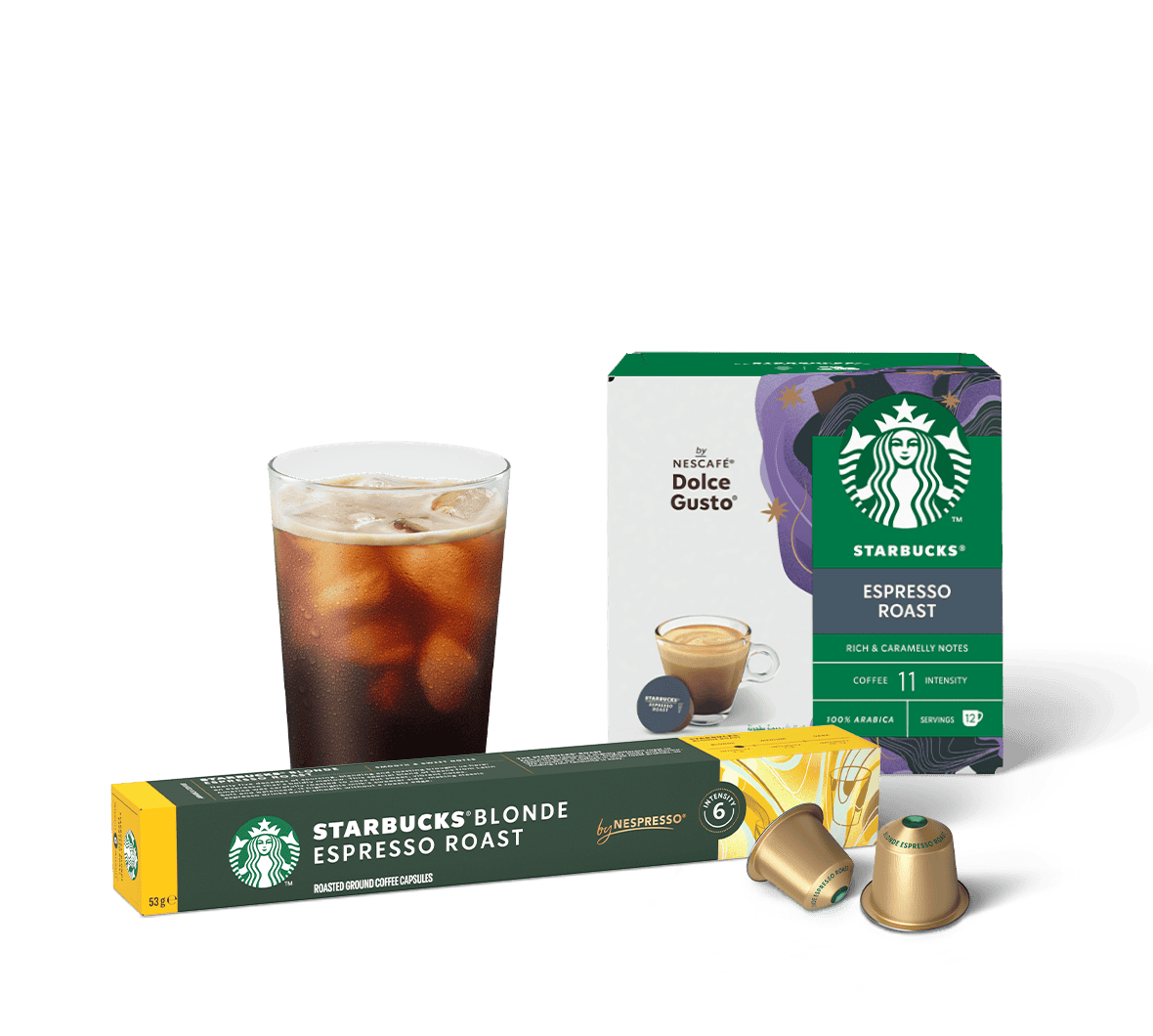 coffee pack with iced glass of coffee