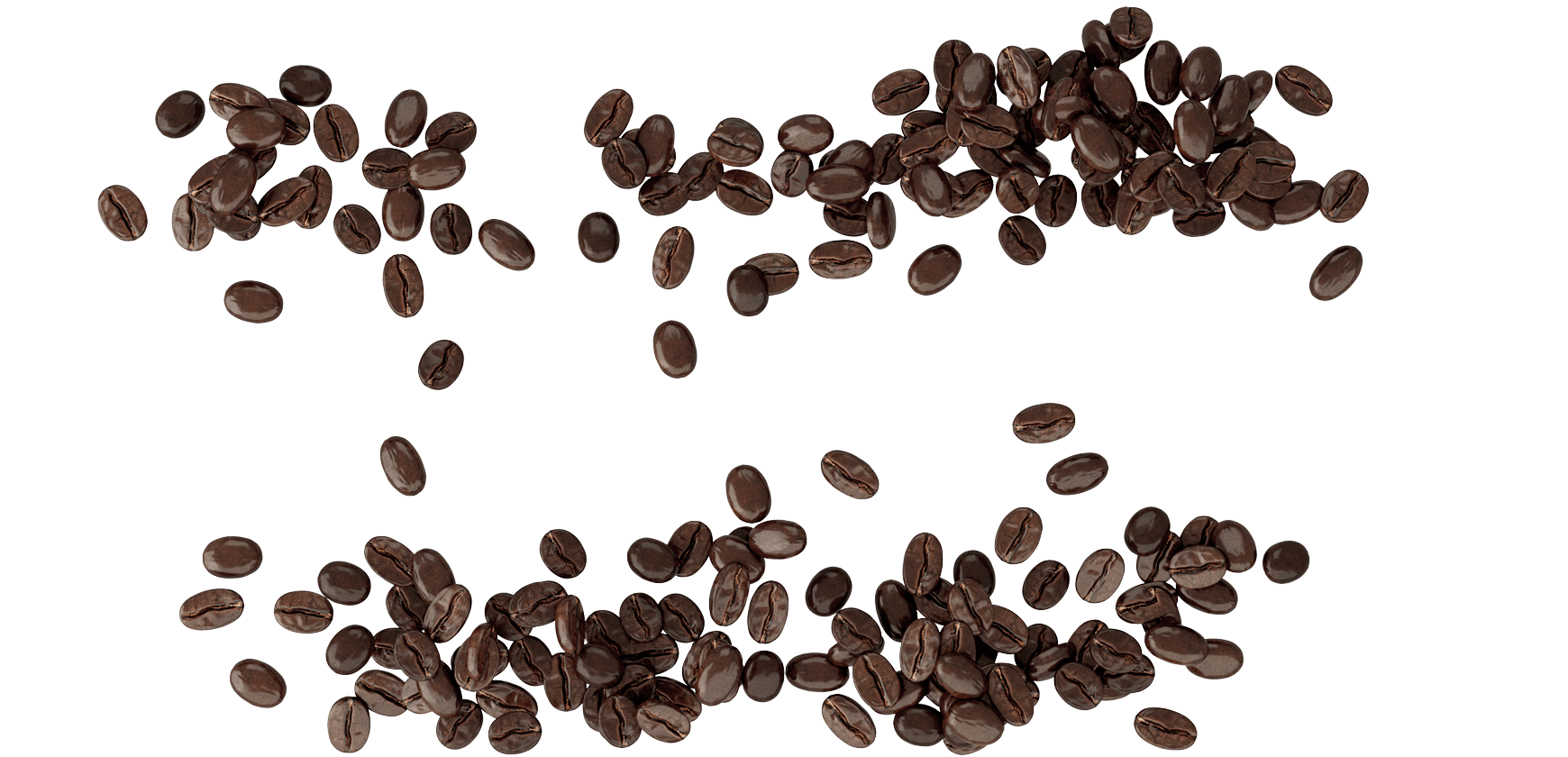Scattered dark coffee beans