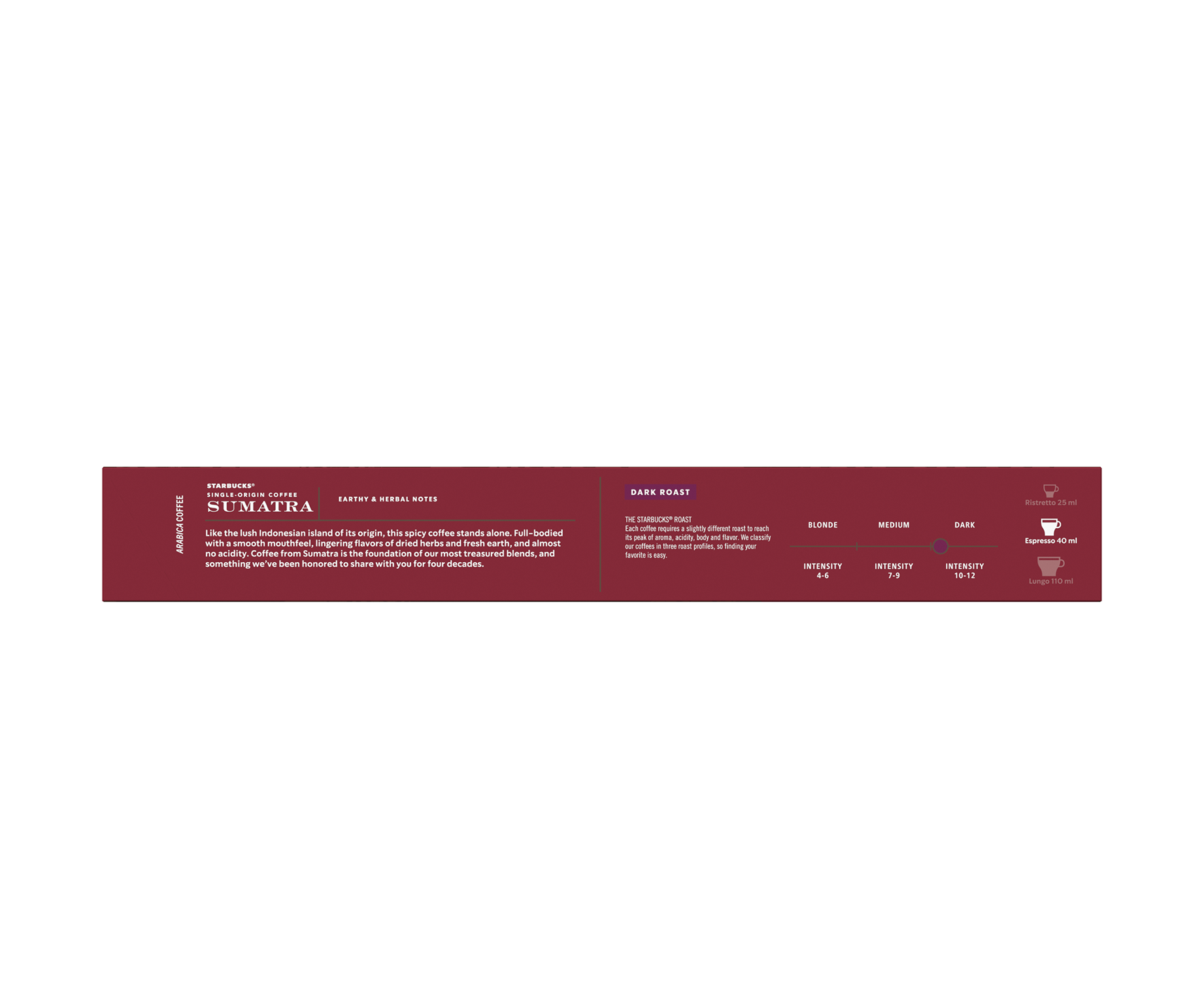 Starbucks® Single Origin Sumatra by Nespresso® - back view