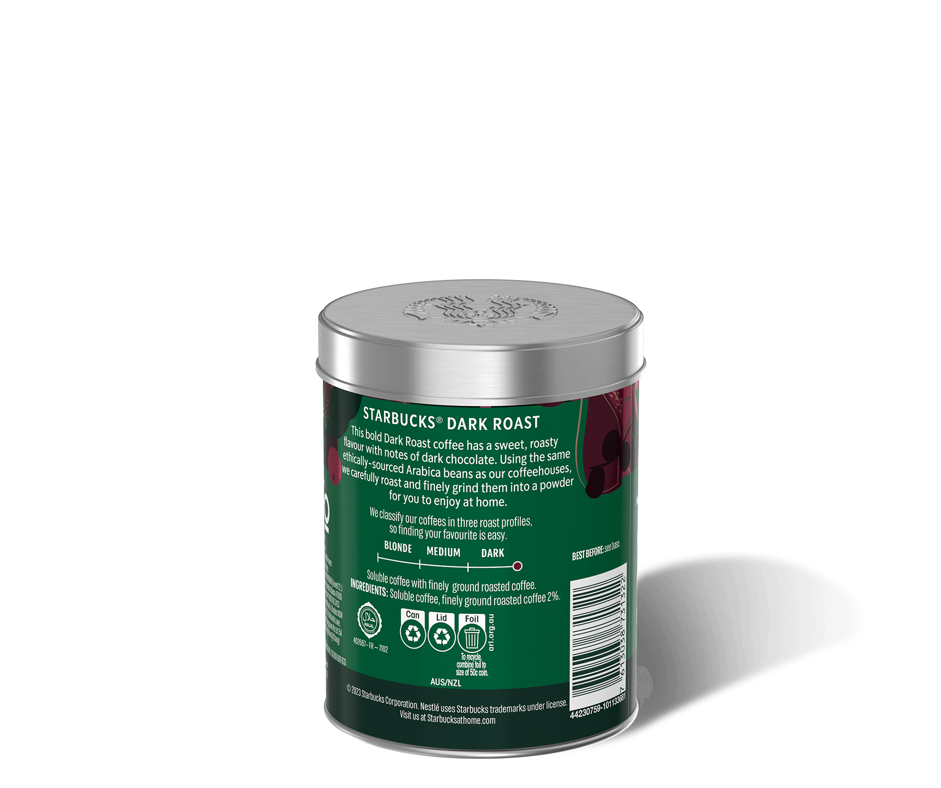 Starbucks® Premium Instant Coffee Dark Roast tin package