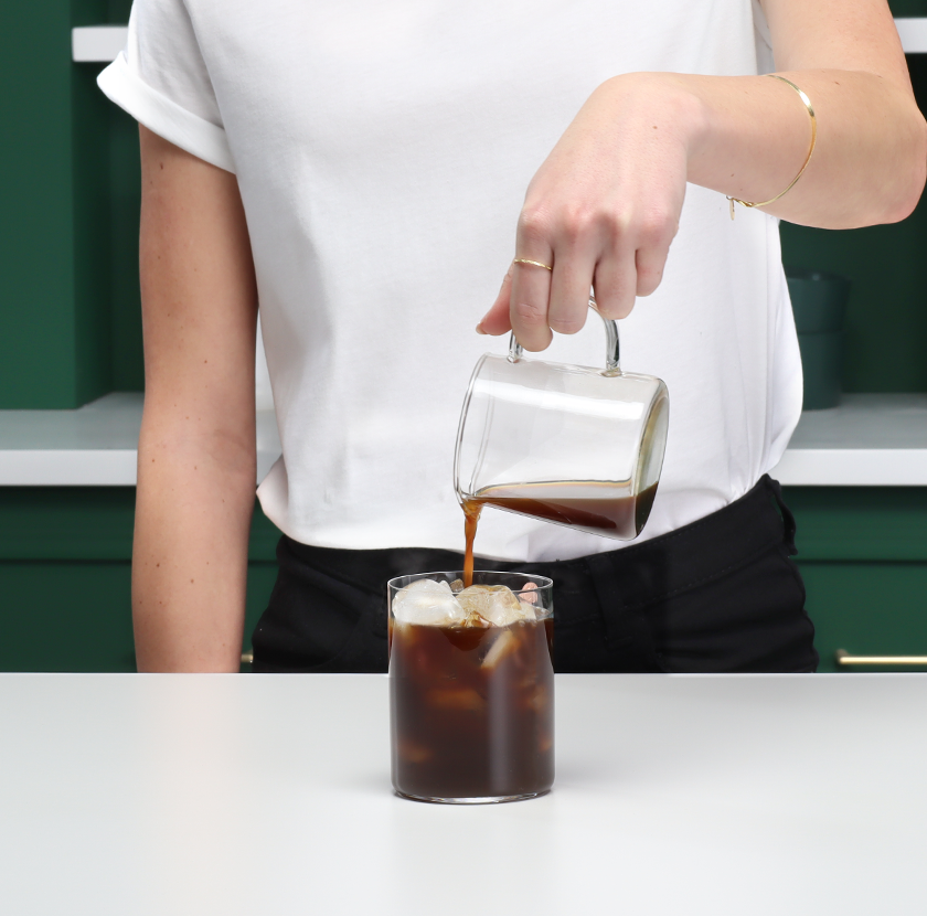 Fancy a delicious iced black coffee? There's a super simple solve for that, too. You can fill a glass with ice and pour in th