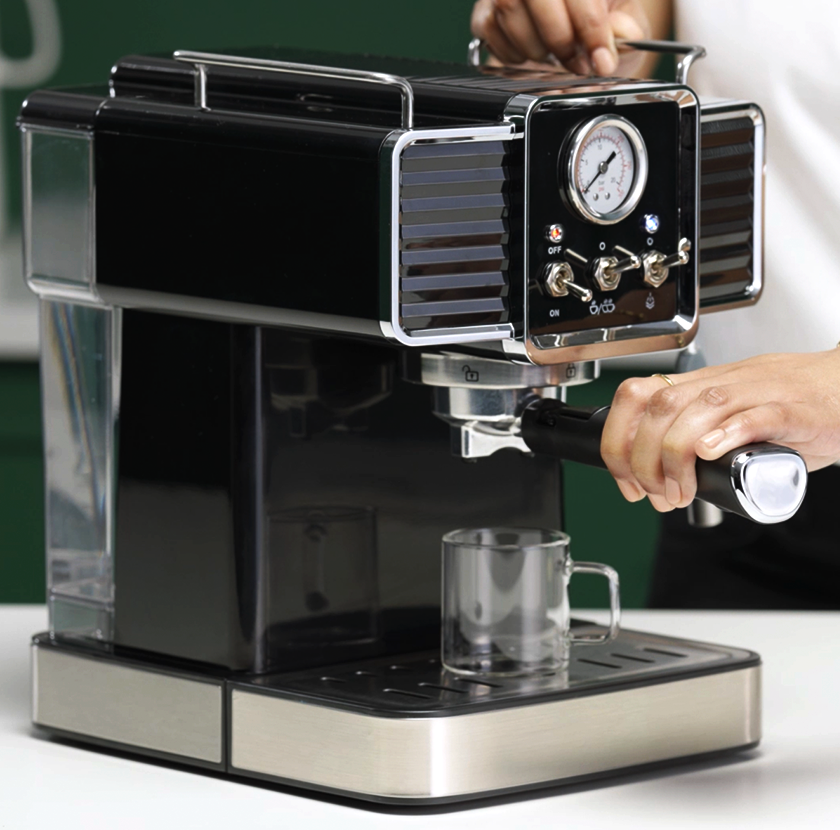 Attach the portafilter to your espresso machine and place your favourite mug directly under the portafilter. 