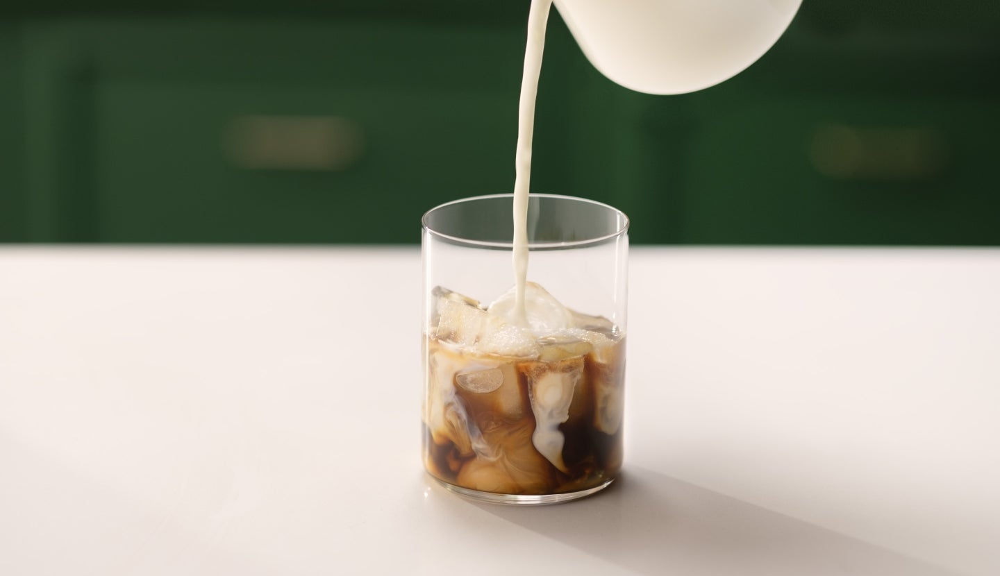 Iced coffee being freshly made