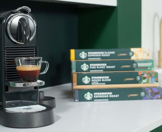 Starbucks® by Nespresso® coffee, product packs and machine