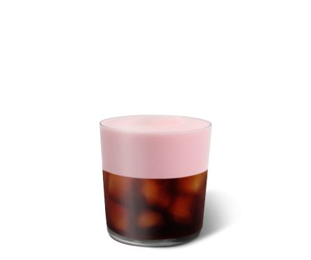 Jahodová ľadová káva s penou